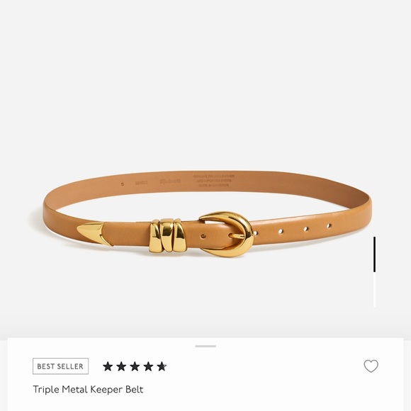 Madewell Accessories - Madewell Tan Leather Belt with Gold Buckle and Triple Keeper